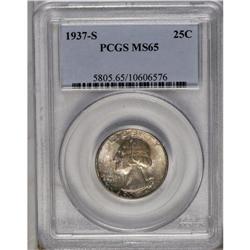 	1937-S 25C MS65 PCGS. Mottled peach-lilac toning blank 1937-S