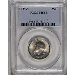 	1937-S 25C MS66 PCGS. Vibrant almond-gold and powder-b 1937-S