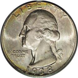 	1938 25C MS67 PCGS. The 1938 mintage of Washington qua 1938