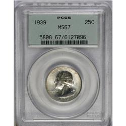 	1939 25C MS67 PCGS. Attractive tan-gold and lime patin 1939