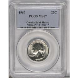 	1967 25C MS67 PCGS. Ex: Omaha Bank Hoard. A virtually 1967