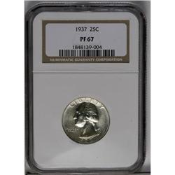	1937 25C PR67 NGC. This brilliant proof displays just 1937