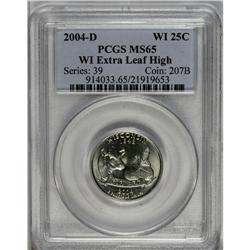 	2004-D 25C Wisconsin Extra Leaf Low MS65 PCGS, brillia 2004-D