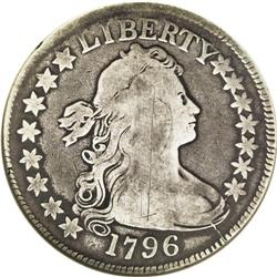 	1796 50C 15 Stars--Repaired--ANACS. VG8 Details. O-101 1796