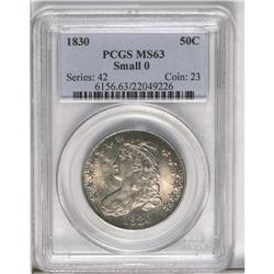 	1830 50C Small 0 MS63 PCGS. O-109, R.3. Dappled forest 1830