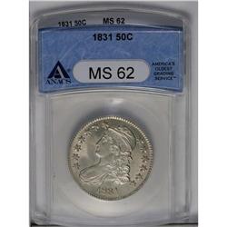 	1831 50C MS62 ANACS. O-109, R.1. An untoned and satiny 1831