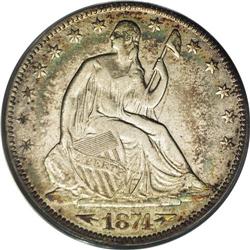 	1874-CC 50C Arrows XF45 ANACS. WB-101. A small tine ex 1874-CC