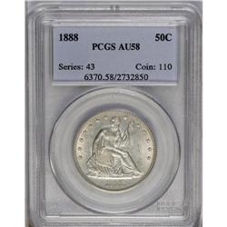 	1888 50C AU58 PCGS. Well struck with essentially full 1888