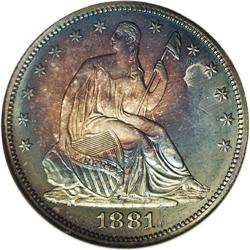 	1881 50C PR67 NGC. The business strike mintage of half 1881