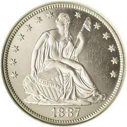 	1887 50C PR66 Cameo NGC. Untoned overall, this smooth, 1887