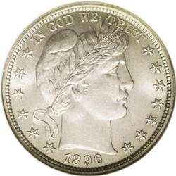 	1896 50C MS65 NGC. The 1896 is a popular type coin wit 1896