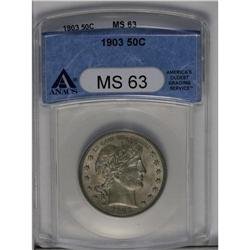 	1903 50C MS63 ANACS. Low to medium intensity golden-gr 1903