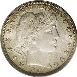	1907 50C MS65 PCGS. A lustrous Gem that has rich mottl 1907