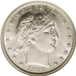 	1909-O 50C MS65 NGC. Produced in limited numbers (925, 1909-O