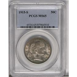 	1915-S 50C MS65 PCGS. The dove-gray portrait is framed 1915-S