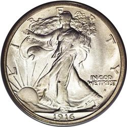 	1916-D 50C MS66 PCGS. FS-008. The mintmark is repunche 1916-D