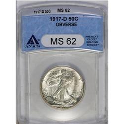 	1917-D 50C Obverse MS62 ANACS. Typically struck with s 1917-D