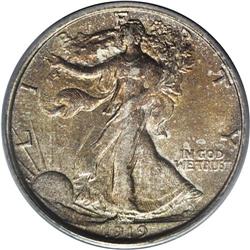 	1919-D 50C AU58 PCGS. The obverse of this near-Mint ex 1919-D