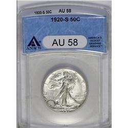 	1920-S 50C AU58 ANACS. Typically soft in the centers, 1920-S