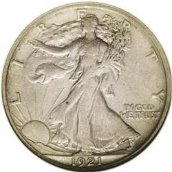 	1921-S 50C --Cleaned--ANACS. XF40 Details. A lightly cl 1921-S