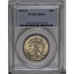 	1933-S 50C MS64 PCGS. This sharply struck and highly l 1933-S