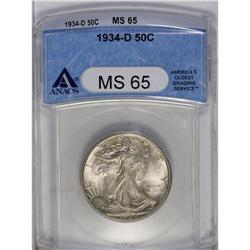 	1934-D 50C MS65 ANACS. Unusually well defined overall, 1934-D