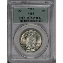 	1935 50C MS66 PCGS. Chestnut-gold and powder-blue tint 1935