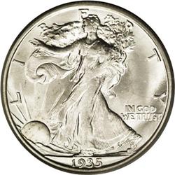 	1935-S 50C MS65 PCGS. A satiny finish glows with full 1935-S