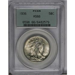 	1936 50C MS66 PCGS. Lovely yellow-gold patina graces t 1936