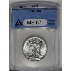 	1936 50C MS67 ANACS. Exquisite definition on the desig 1936