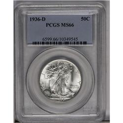 	1936-D 50C MS66 PCGS. Untoned with a pleasing, lustrou 1936-D