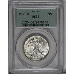 	1936-D 50C MS66 PCGS. Delicate almond-gold toning drap 1936-D