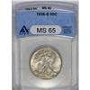 	1936-S 50C MS65 ANACS. A tad weak on Liberty''s head, 1936-S