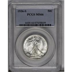 	1936-S 50C MS66 PCGS. Intensely lustrous with snow-whi 1936-S