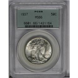 	1937 50C MS66 PCGS. Pastel tan and ice-blue toning vis 1937