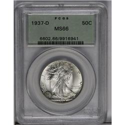 	1937-D 50C MS66 PCGS. This nearly brilliant Premium Ge 1937-D