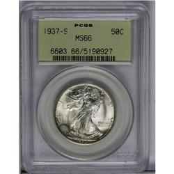 	1937-S 50C MS66 PCGS. Liberty''s head is fully struck, 1937-S