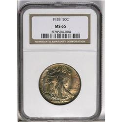 	1938 50C MS65 NGC. Very deep, variegated toning is the 1938