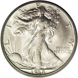 	1938-D 50C MS66 PCGS. Light powder-blue and chestnut t 1938-D