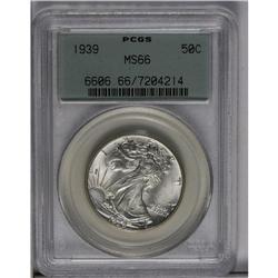 	1939 50C MS66 PCGS. An intricately struck and lustrous 1939