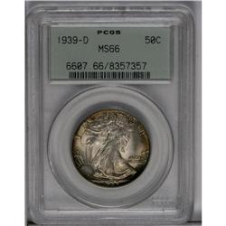 	1939-D 50C MS66 PCGS. Golden-brown, sea-green, and rus 1939-D