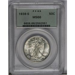 	1939-S 50C MS66 PCGS. Light gold patina graces the cen 1939-S