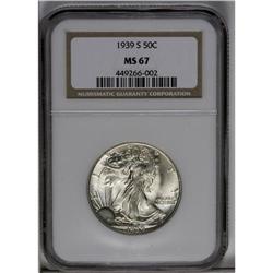 	1939-S 50C MS67 NGC. A bright, enticing sheen emanates 1939-S
