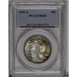 	1941-S 50C MS65 PCGS. Speckled sea-green and golden-br 1941-S