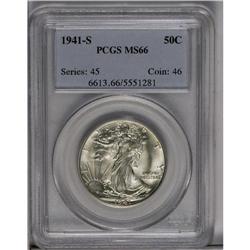 	1941-S 50C MS66 PCGS. Well struck and lustrous, with a 1941-S