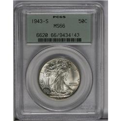 	1943-S 50C MS66 PCGS. Large S. This lustrous older hol 1943-S