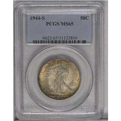 	1944-S 50C MS65 PCGS. Large S. Gorgeous lime-green, ro 1944-S