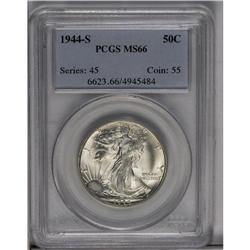 	1944-S 50C MS66 PCGS. Large S. This older holder Premi 1944-S