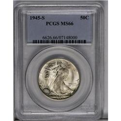 	1945-S 50C MS66 PCGS. Knob S. The left hand area exhib 1945-S
