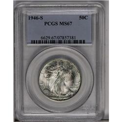 	1946-S 50C MS67 PCGS. Trumpet Tail S. Aqua-blue and ta 1946-S